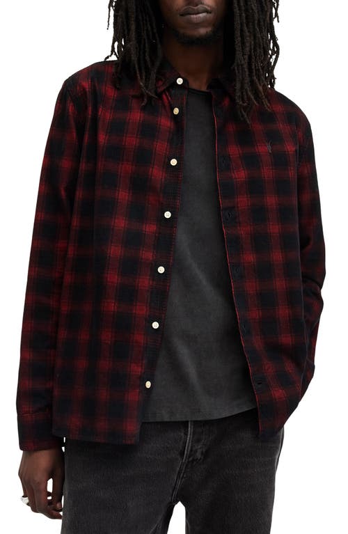 Allsaints Manray Plaid Cotton Corduroy Button-up Shirt In Multi