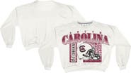 PRESSBOX Women's Pressbox White South Carolina Gamecocks Oversized Janice Retro Waist-Length Sweatshirt