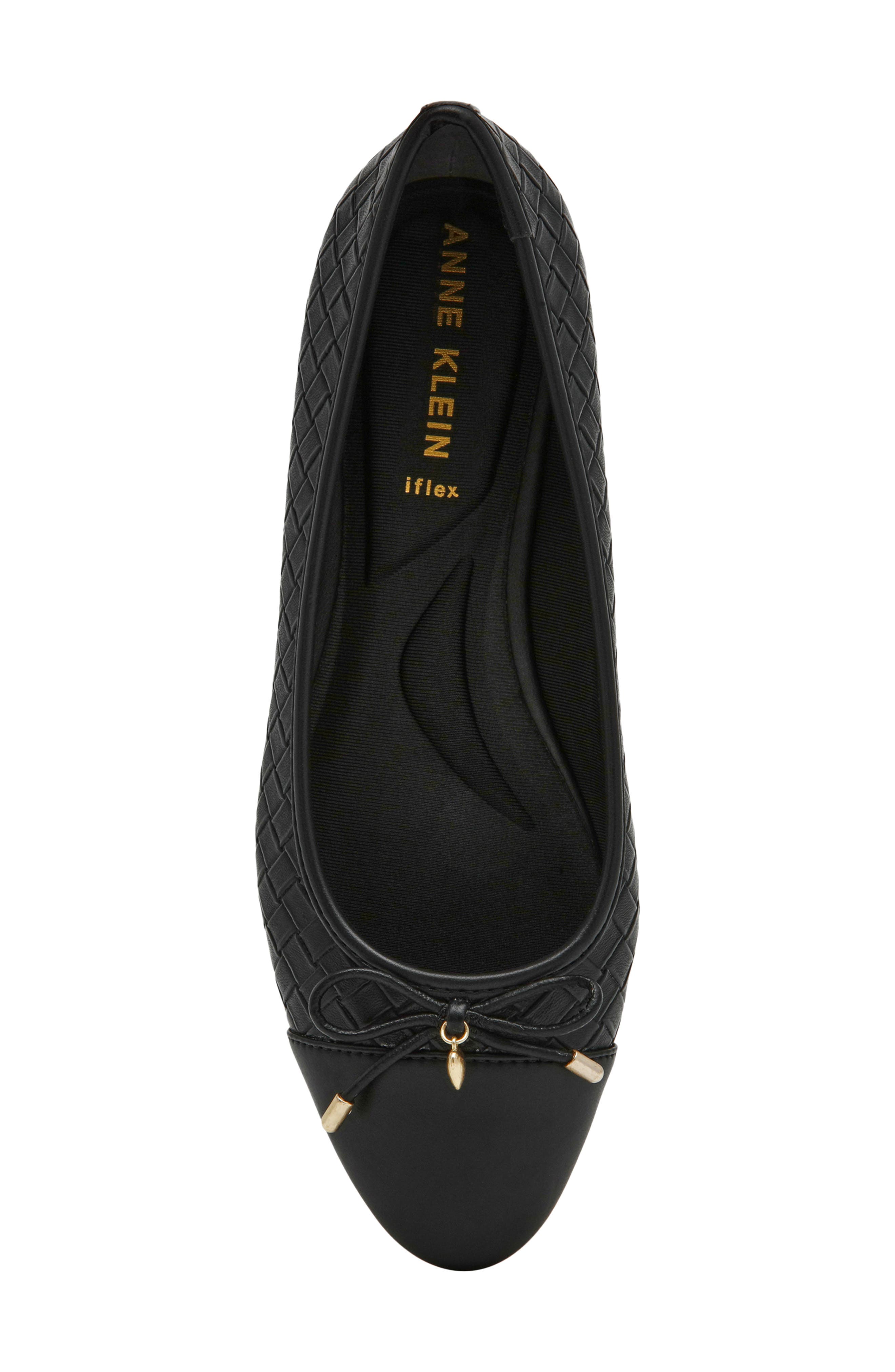 Anne Klein Luci Cap Toe Ballet Flat, Alternate, color, Black