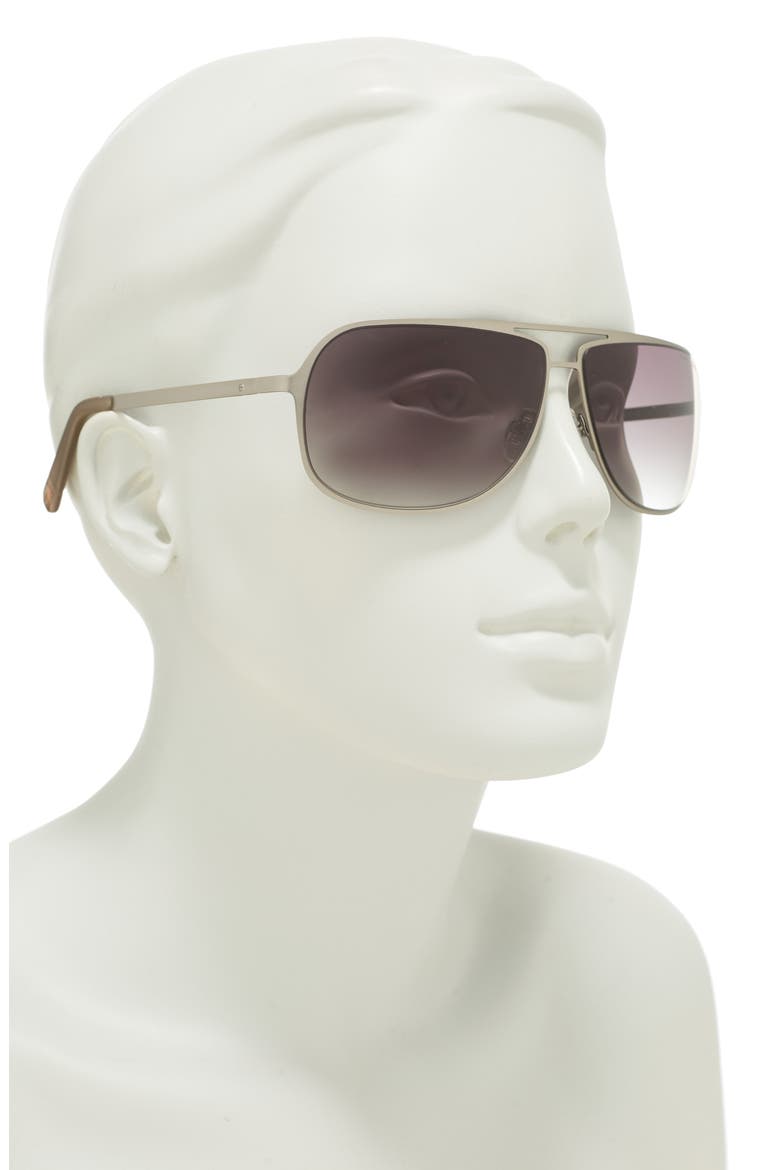64mm Aviator Sunglasses, Alternate, color, MATTE NICKELTIN / GREEN