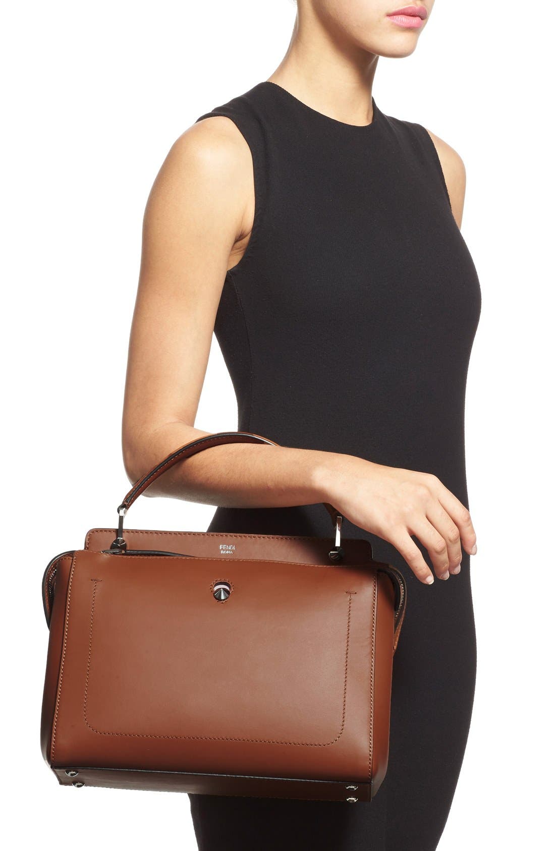 'DOTCOM' Leather Satchel, Alternate, color, BARK/ BUBBLE GUM