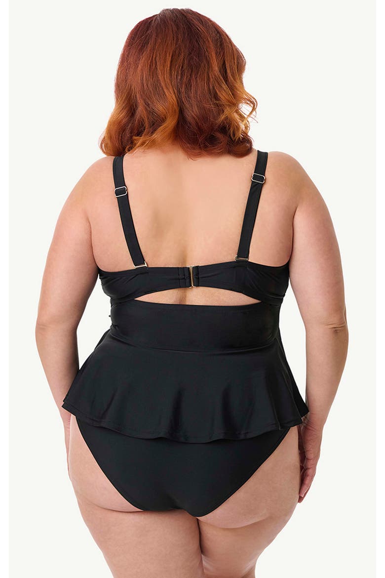 Plus Size Peplum Solana Tankini Swim Top, Alternate, color, Black