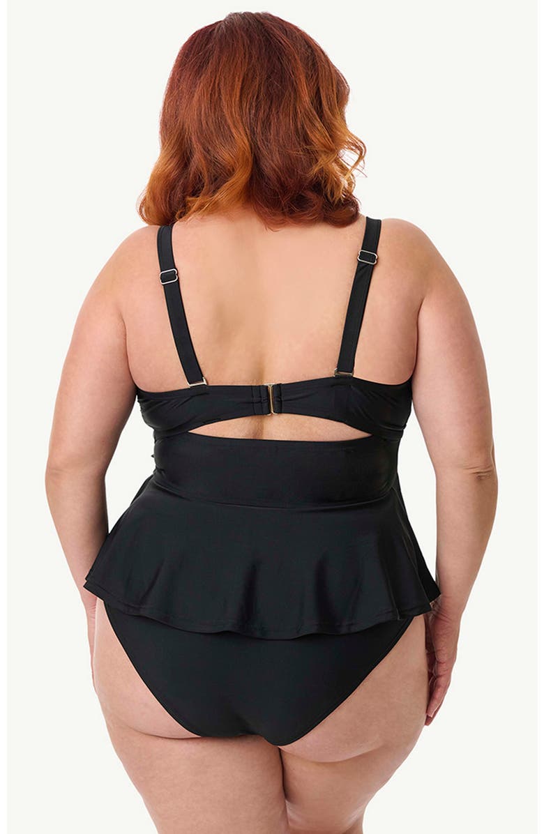 Unique Vintage Plus Size Peplum Solana Tankini Swim Top, Alternate, color,
