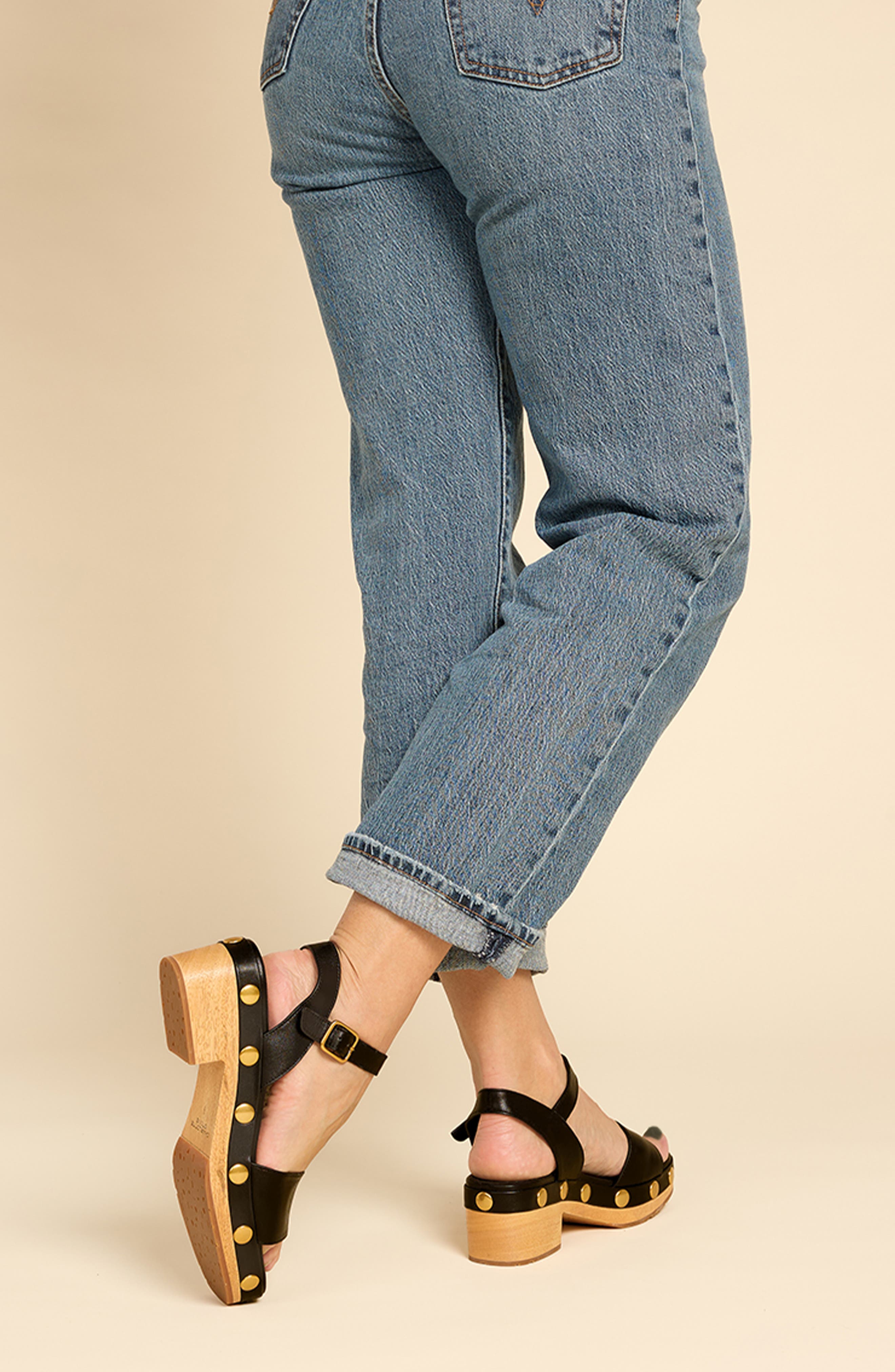 Charlotte Stone Allie Clog Sandal, Alternate, color, Black Stud