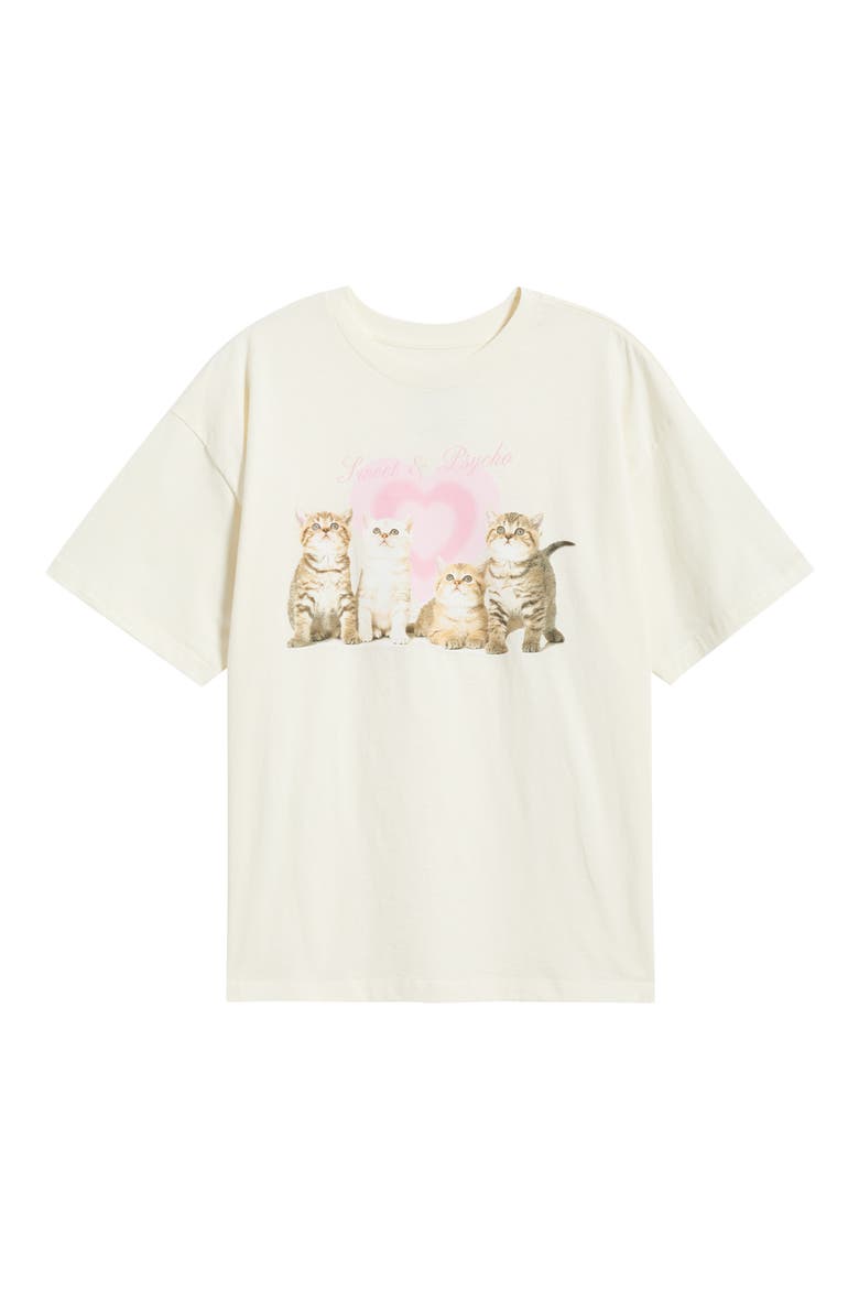 Sweet & Psycho Kittens Oversize Graphic T-Shirt, Alternate, color, MARSHMALLOW