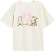 GOLDEN HOUR Sweet & Psycho Kittens Oversize Graphic T-Shirt