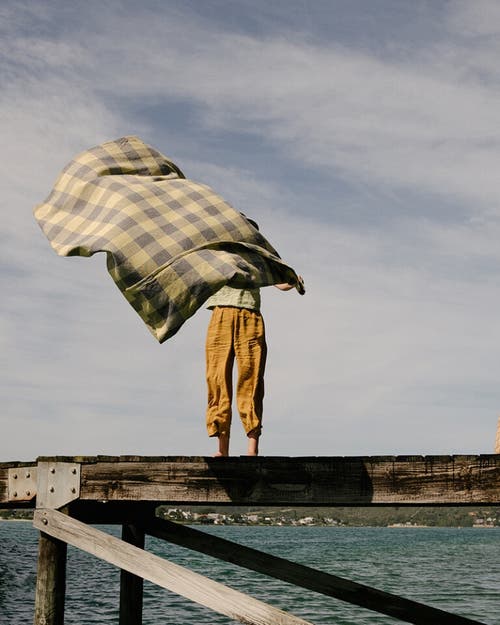 Mungo Picnic Blanket Cotton Rib Weave In Yellow Fig