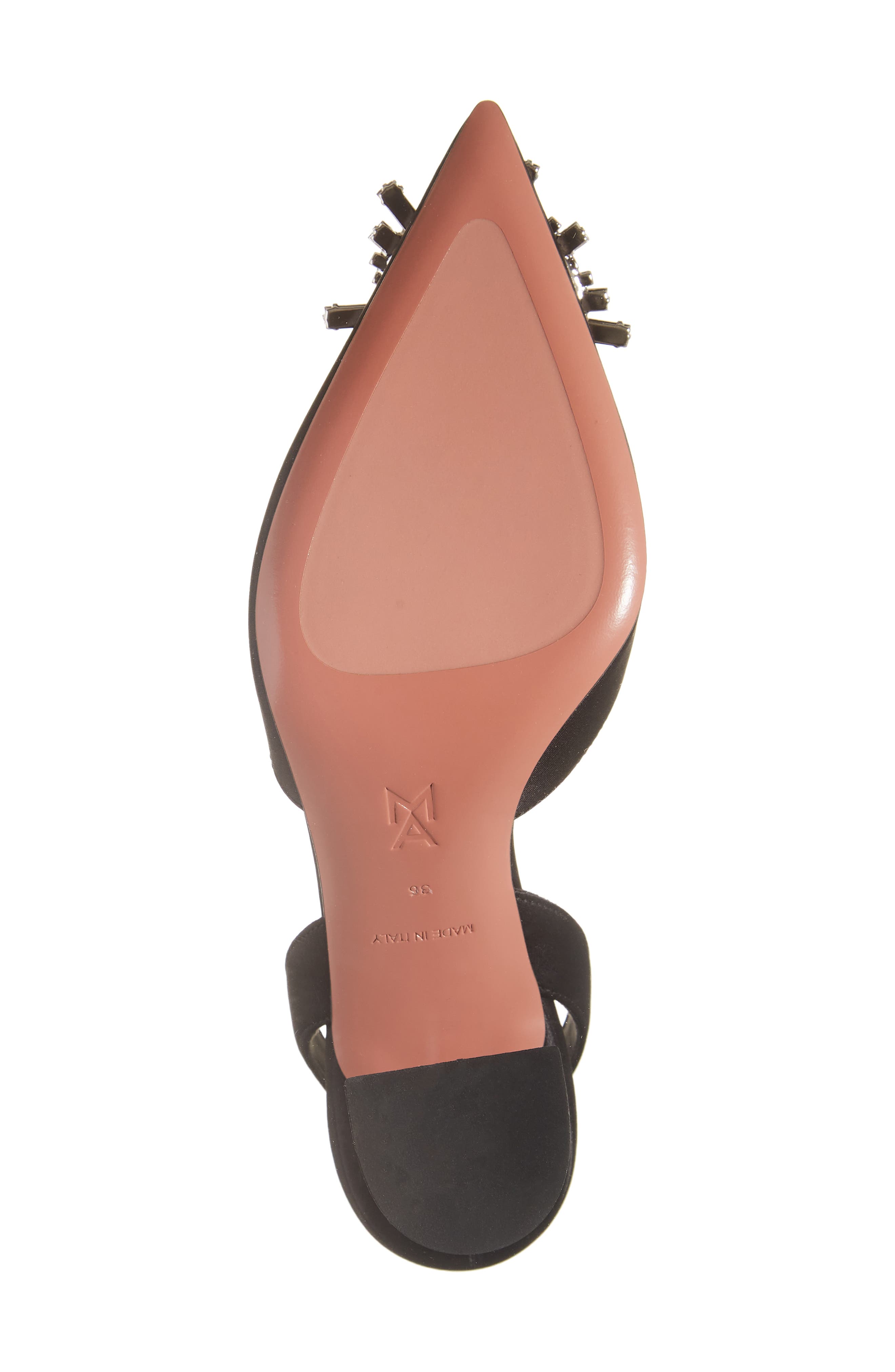 Amina Muaddi Begum Crystal Pointed Toe Slingback Pump, Alternate, color, Black