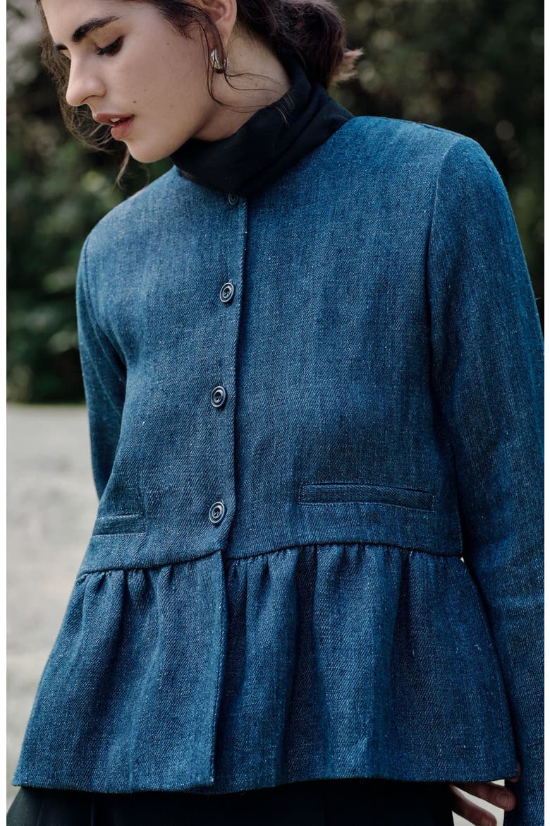 Denim Atelier Peplum Jacket, Alternate, color, blue denim