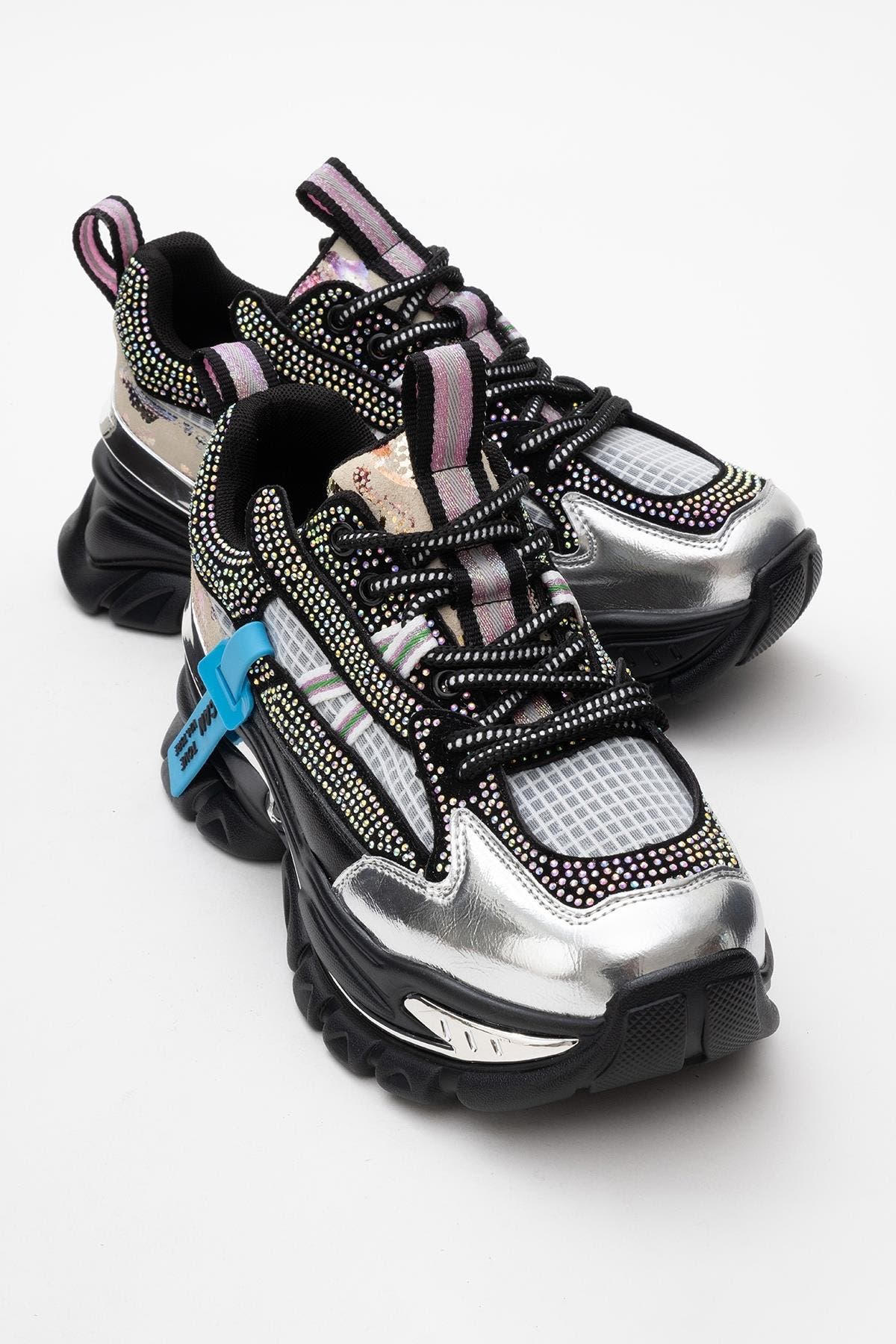 Prologue Shoes Noi Embellished Sneakers, Alternate, color, Black Faux Leather