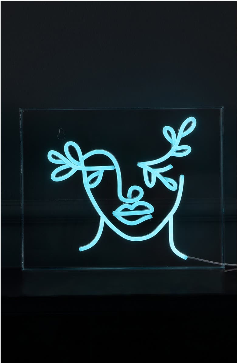 JONATHAN Y Teary Contemporary Glam Acrylic Box USB Operated LED Neon Light, Alternate, color, Blue
