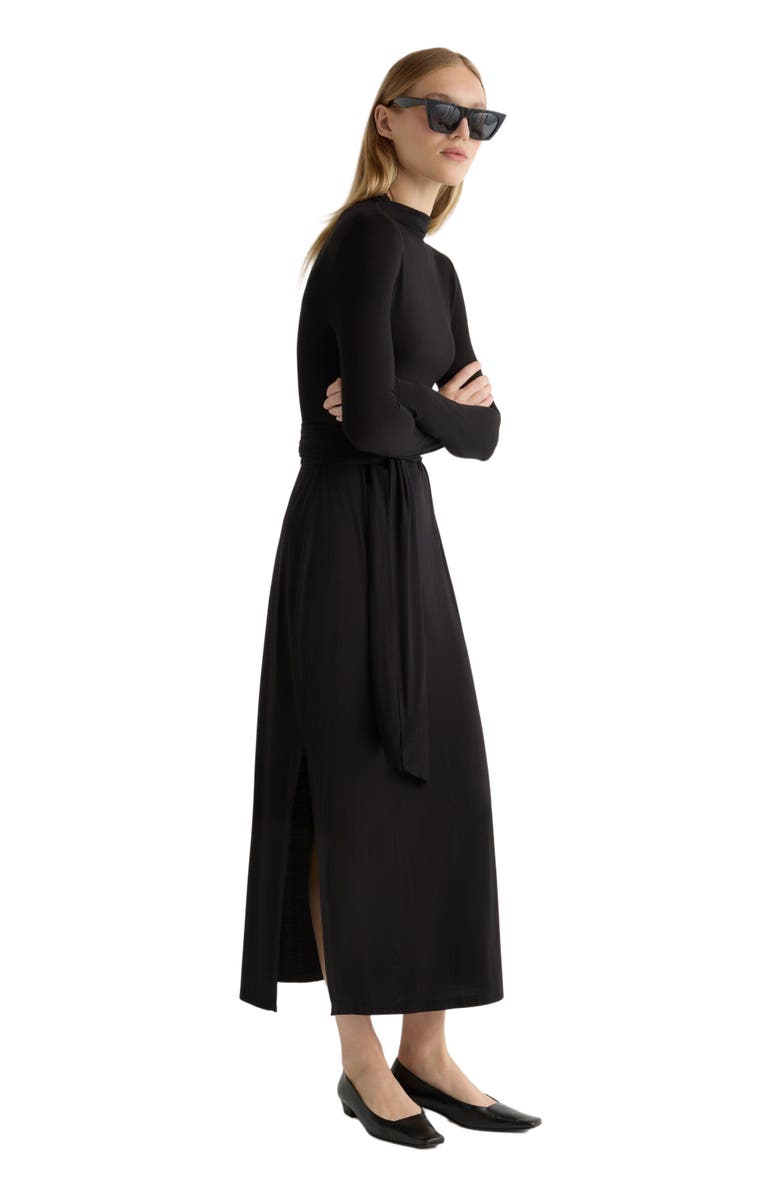 Modern Citizen Vero Tie Front Long Sleeve Dress, Alternate, color, Black