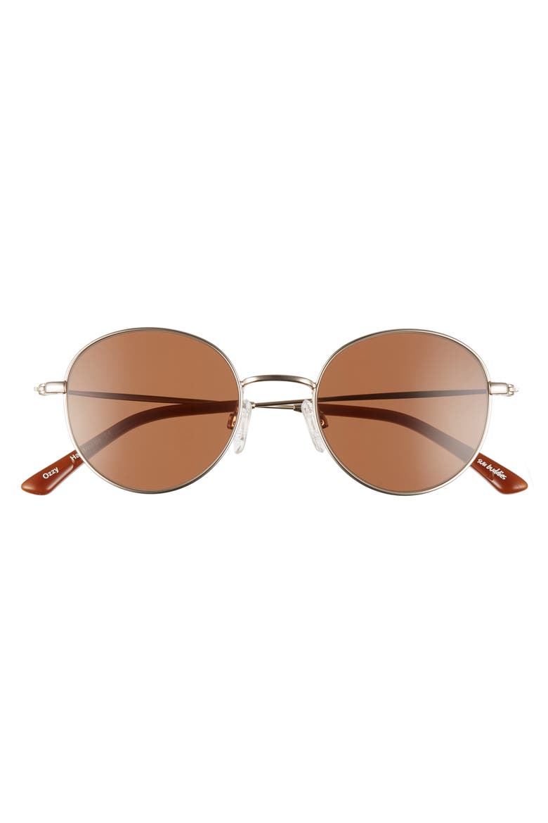 Ozzy 47mm Round Metal Sunglasses, Alternate, color, GOLD/ BROWN