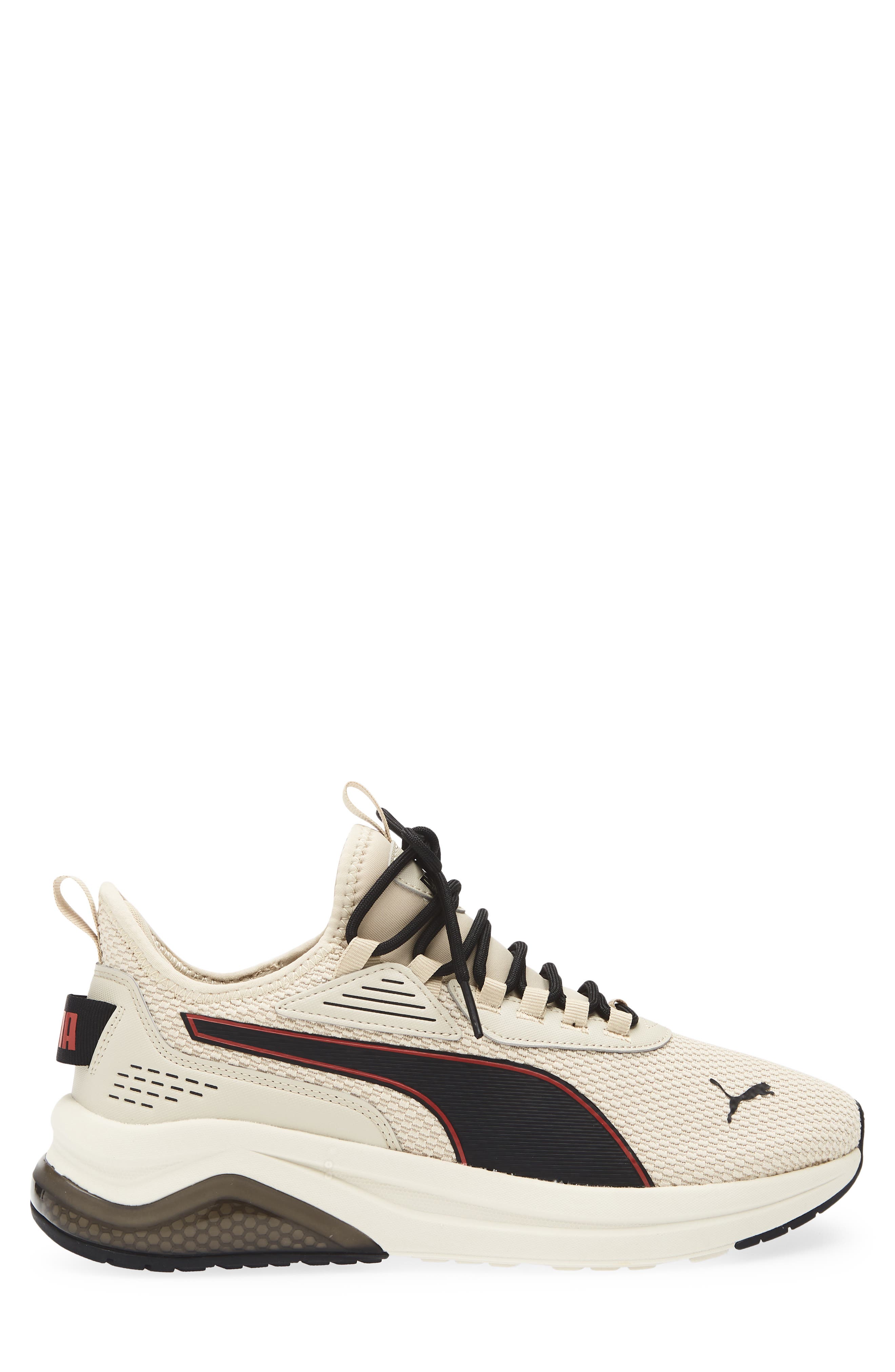 PUMA Amplifier Knit Sneaker, Alternate, color, Putty/ For All Time Red/ Black