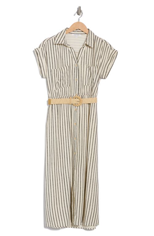 Zoe And Claire Striped Belted Shirtdress