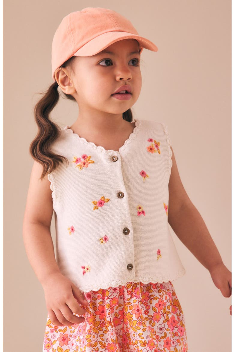 Kids' Ditsy Floral Knit Vest & Shorts Set, Alternate, color, NEUTRAL
