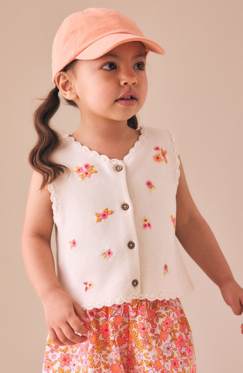 NEXT Kids' Ditsy Floral Knit Vest & Shorts Set, Alternate, color, Neutral