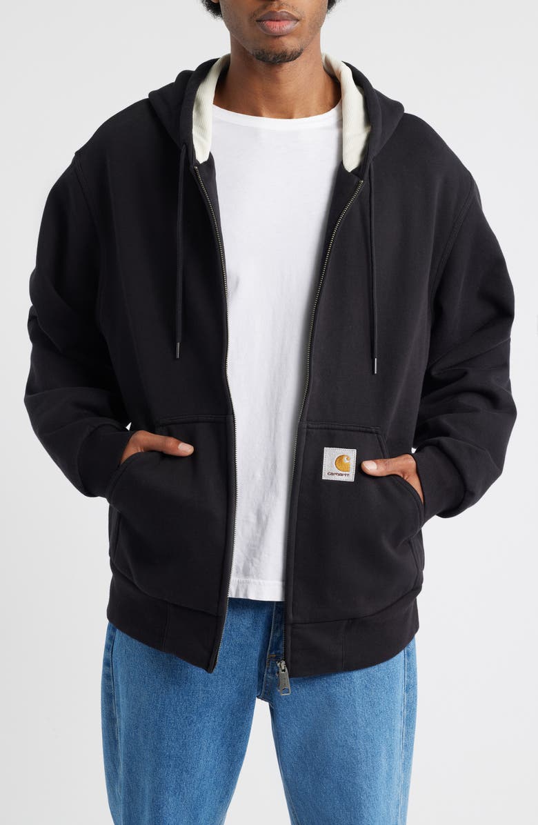 Carhartt Work In Progress Active Zip Hoodie, Main, color, Black