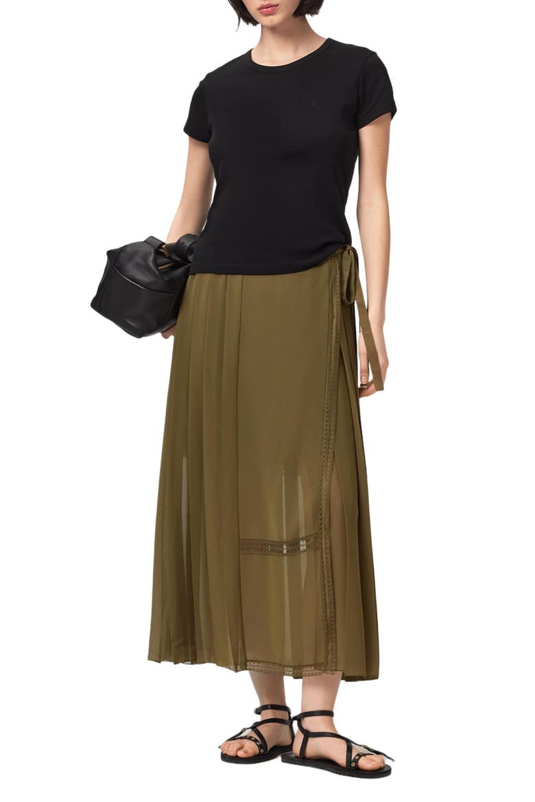 Clover Wrap Skirt, Alternate, color, KHAKI GREEN