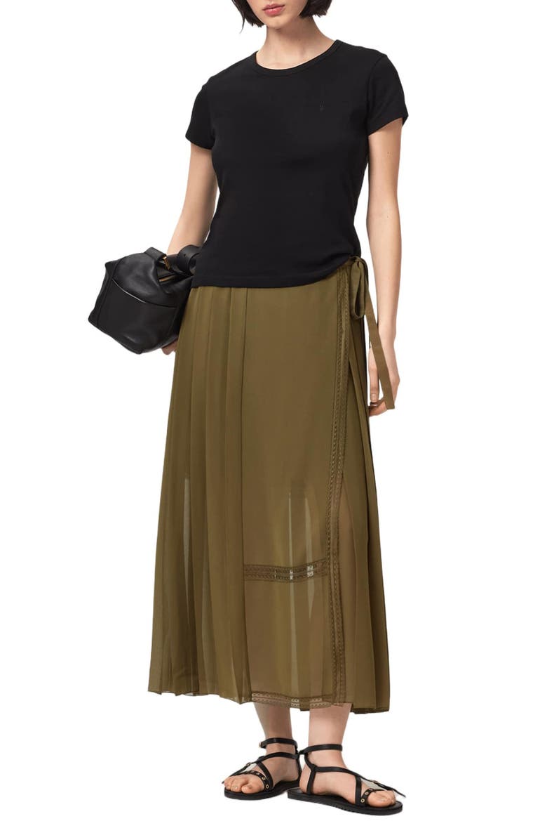 AllSaints Clover Wrap Skirt, Alternate, color, 