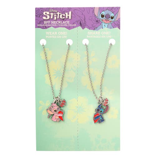 Disney Lilo & Stitch Bff Necklace Set Of 2, 16"+3" In Metallic