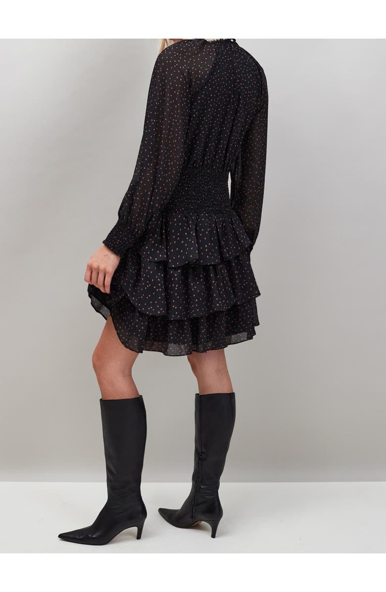 Ro&Zo Dash Print Tiered Mini Dress, Alternate, color, Caramel