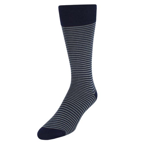 Trafalgar Carvel Striped Pattern Mid-calf Pima Cotton Socks