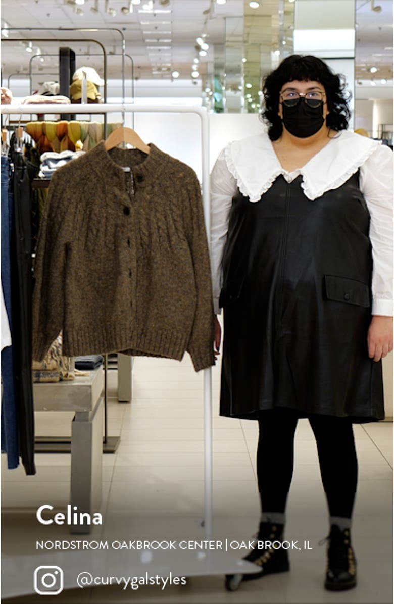 Harwood Cable Knit Mock Neck Cardigan, sales video thumbnail