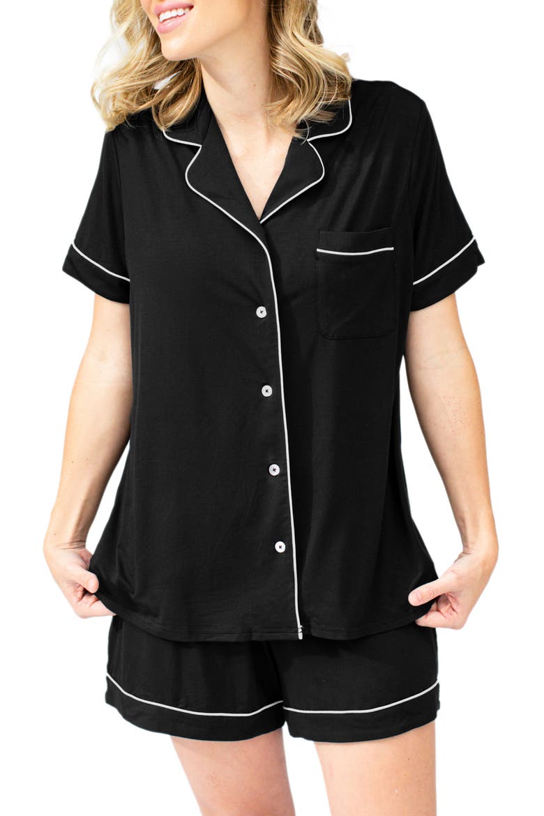 Clea Short Sleeve Pajama Set, Alternate, color, BLACK