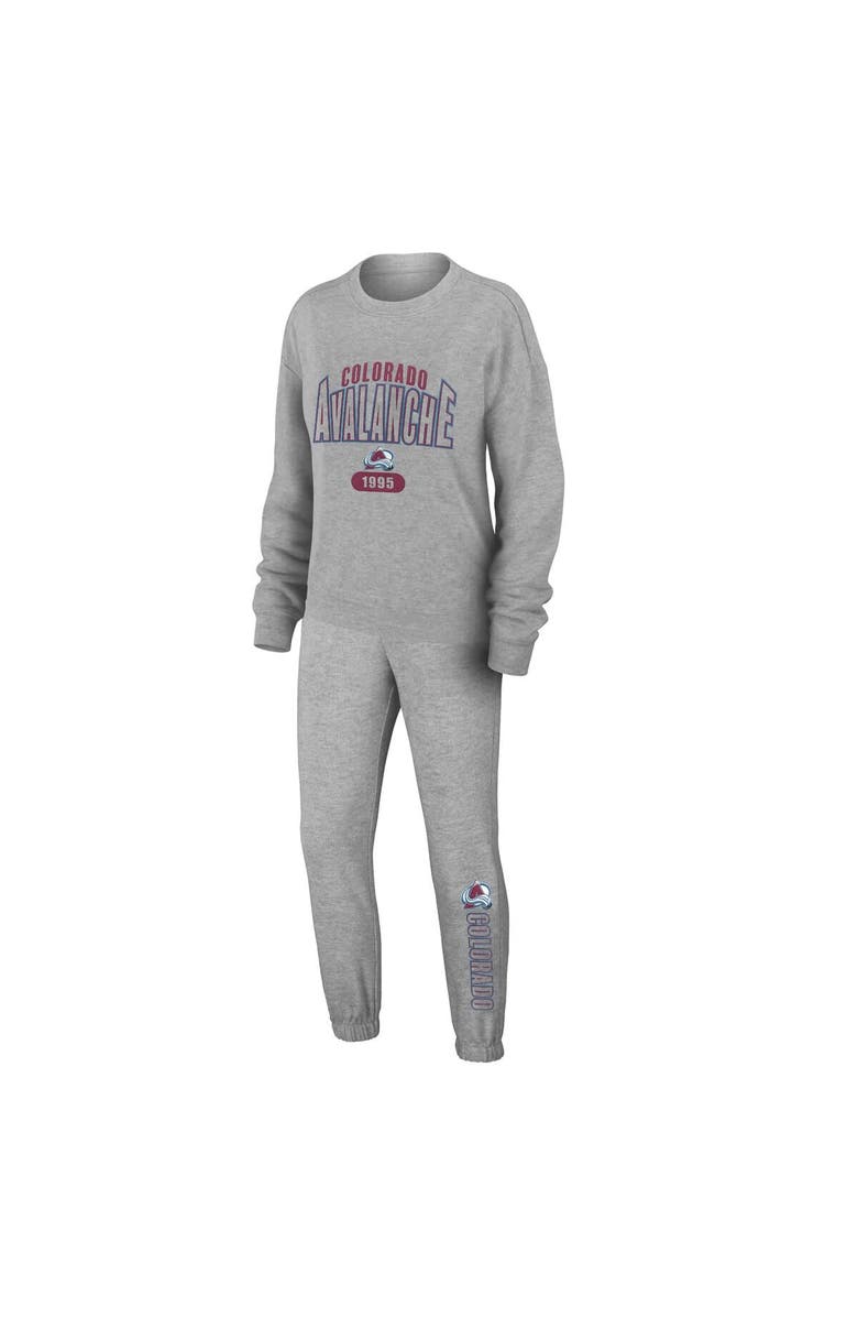 WEAR by Erin Andrews Women's WEAR by Erin Andrews Heather Gray Colorado Avalanche Knit Long Sleeve Tri-Blend T-Shirt & Pants Sleep Set, Alternate, color, Heather Gray