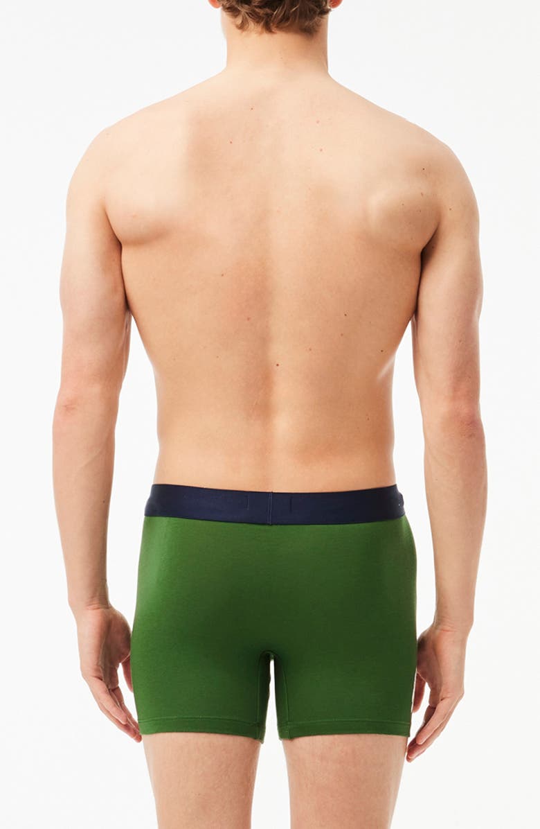 Lacoste Assorted 3-Pack Stretch Cotton Boxer Briefs, Alternate, color, Thyme/ Navy Blue/ White