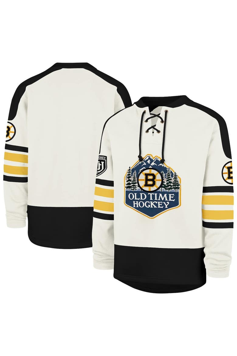 Men's '47 Cream Boston Bruins Pond Hockey Trio Eternal Lacer Sweatshirt, Alternate, color, Cream