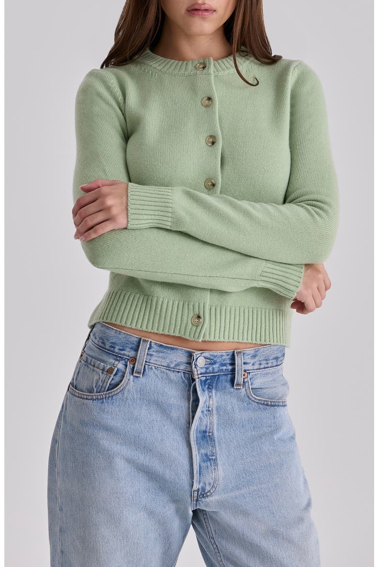 Signature Crewneck Cardigan, Main, color, MATCHA