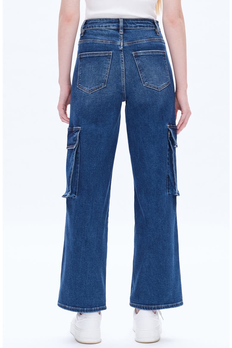 High Waist Wide Leg Cargo Jeans, Alternate, color, INDIGO ROCK
