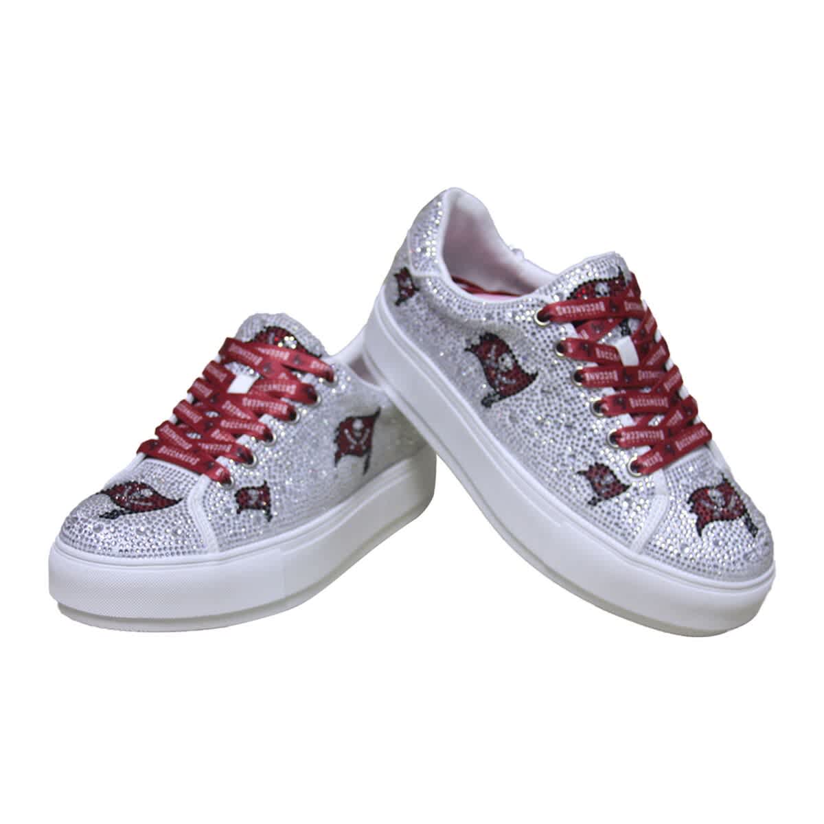 CUCE Women's Cuce White Tampa Bay Buccaneers Crystal Team Logo Sneakers, Alternate, color, 