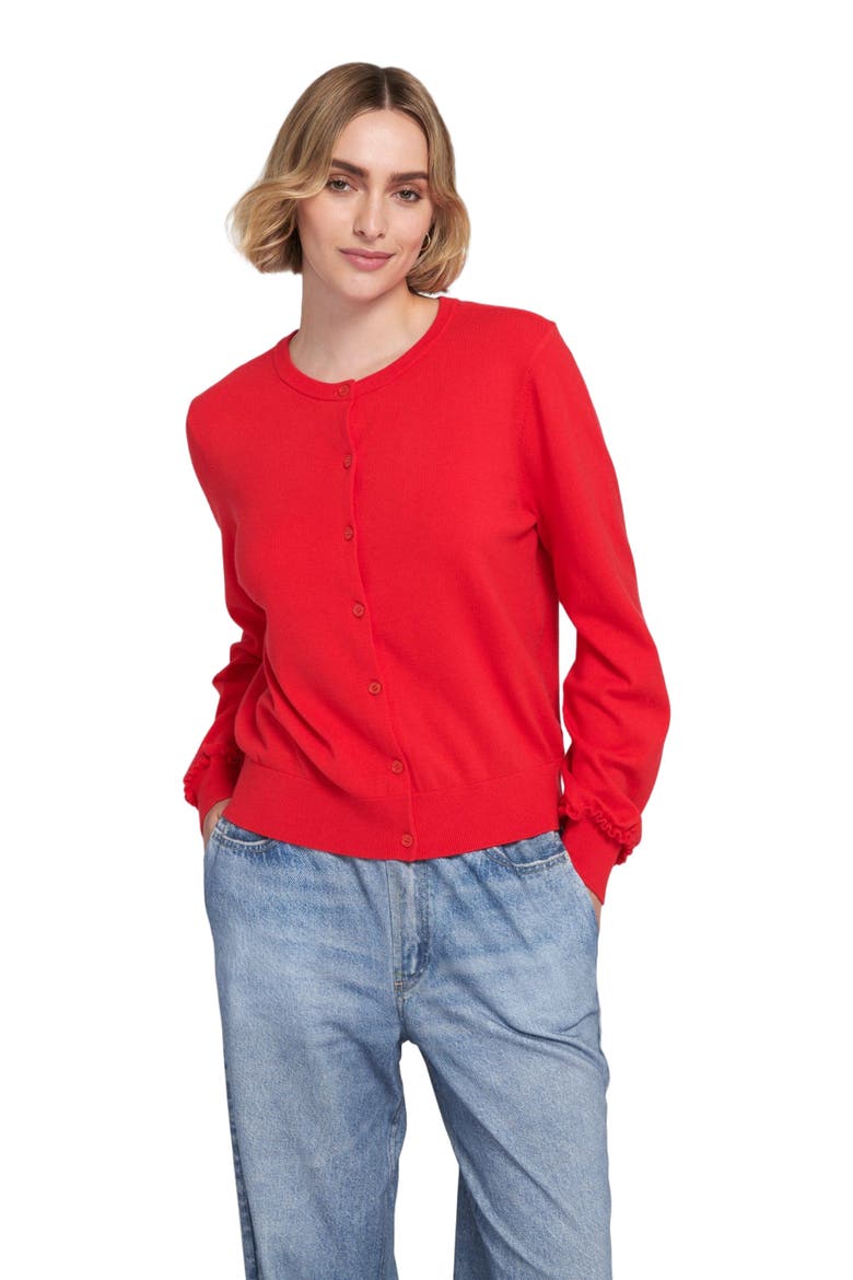 Fine Gauge Light Weight Cardigan Sweater, Alternate, color, Red Amour
