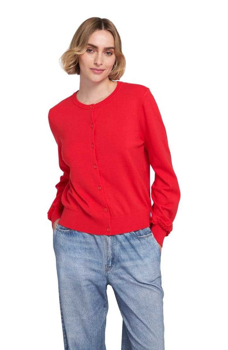 ELLE Collection Fine Gauge Light Weight Cardigan Sweater, Alternate, color, Red Amour