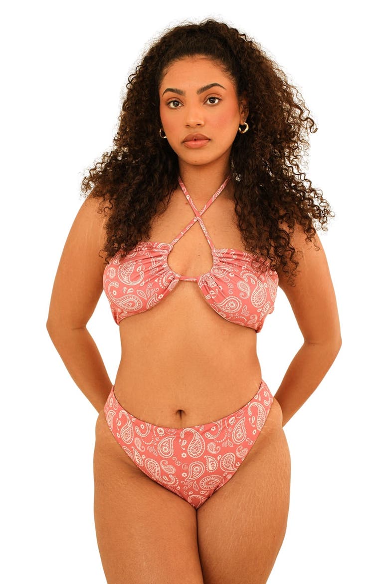 Seashore High Waist Cheeky Bikini Bottom, Main, color, Pink Paisley