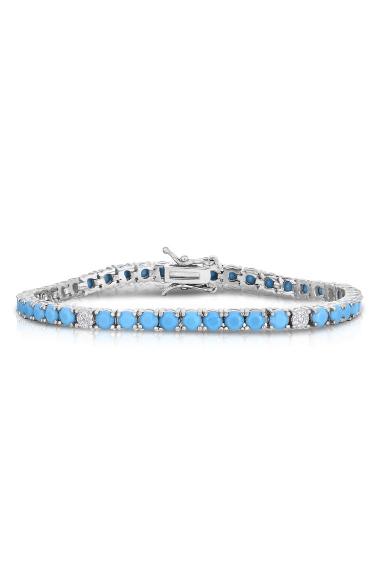 CHLOE AND MADISON Faux Turquoise Tennis Bracelet, Main, color, Silver
