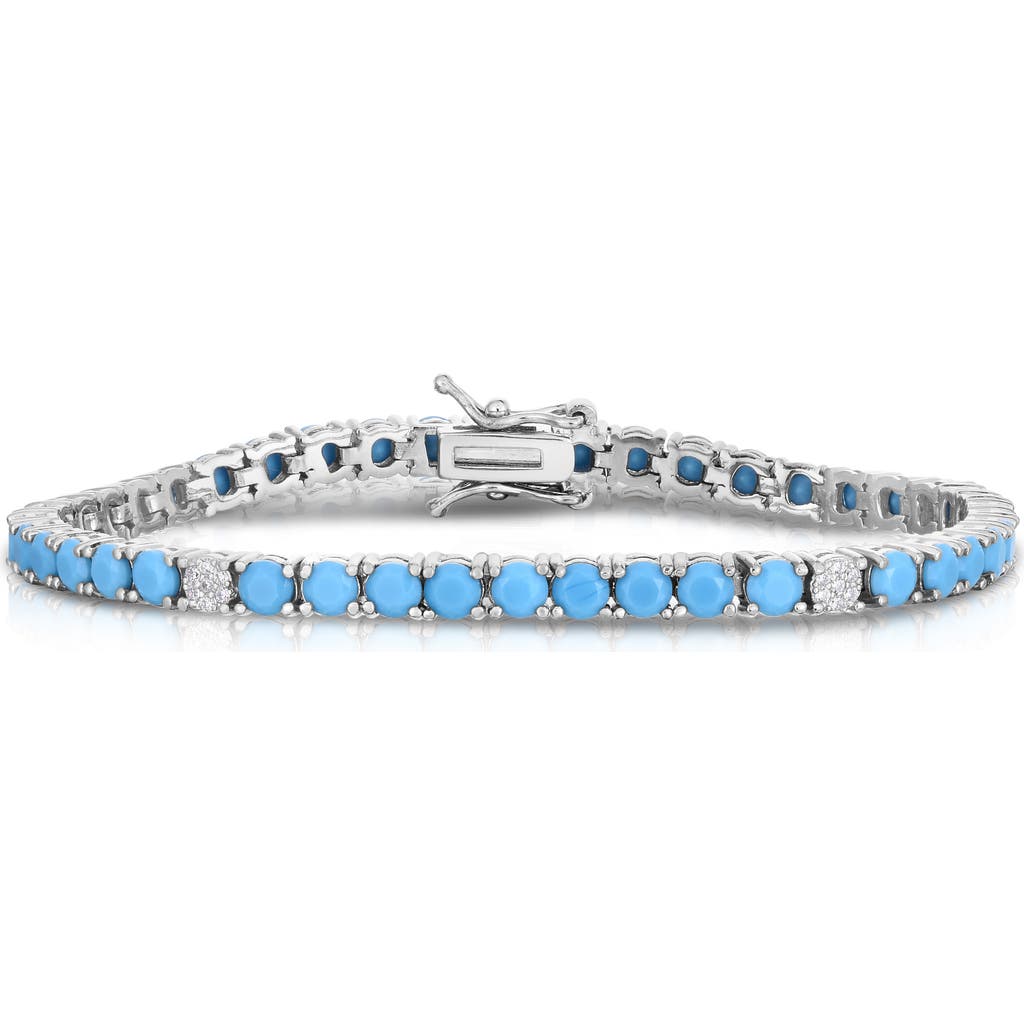 Chloe & Madison Chloe And Madison Faux Turquoise Tennis Bracelet In Silver