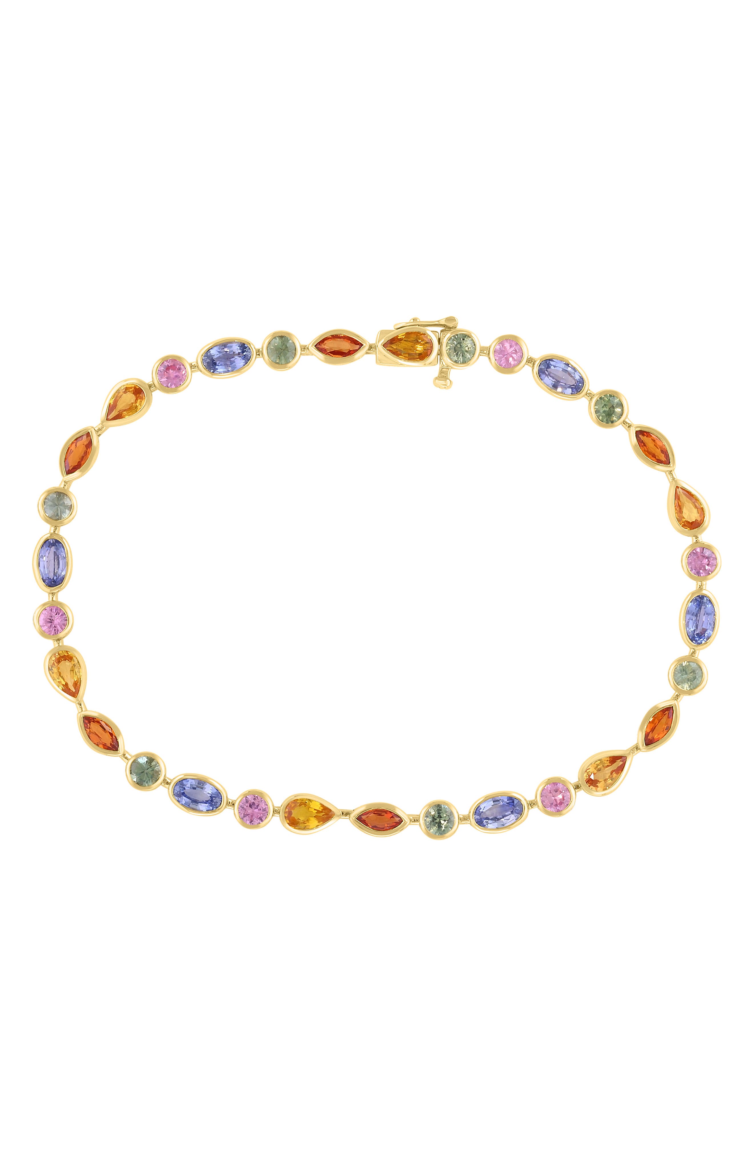 14K Gold Plated Sterling Silver Lab Grown Semiprecious Stone Bracelet