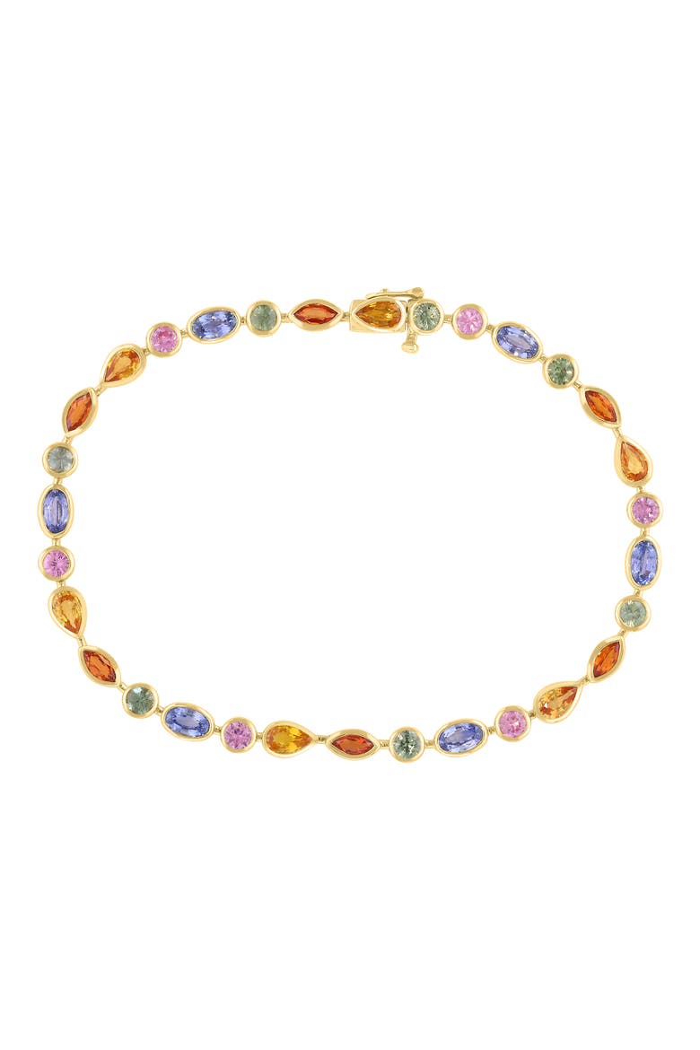 14K Gold Plated Sterling Silver Lab Grown Semiprecious Stone Bracelet, Main, color, GOLD