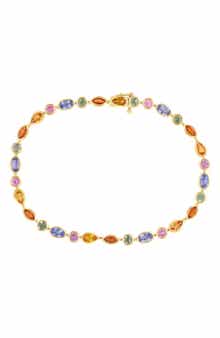 14K Gold Plated Sterling Silver Lab Grown Semiprecious Stone Bracelet