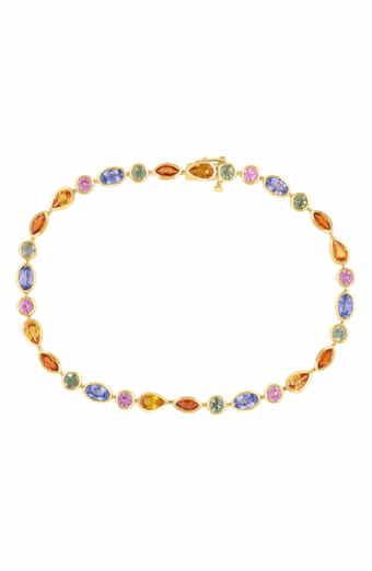 14K Gold Plated Sterling Silver Lab Grown Semiprecious Stone Bracelet