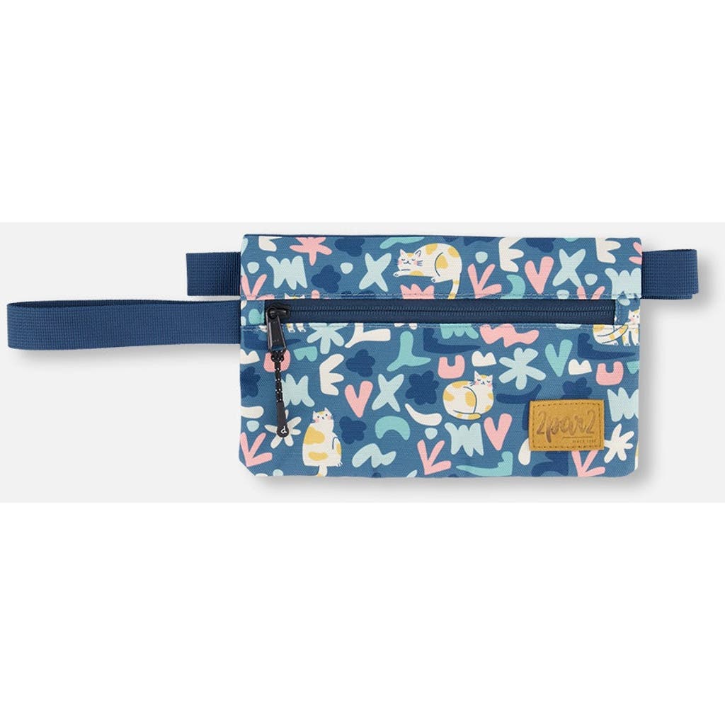 Deux Par Deux Double Pencil Case Cat In Green