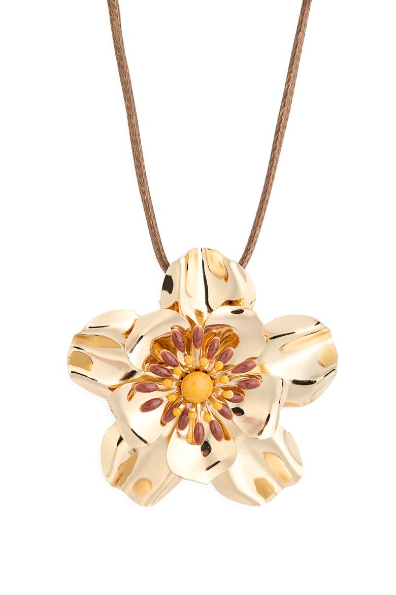 Floral Pendant Necklace, Main, color, GOLD