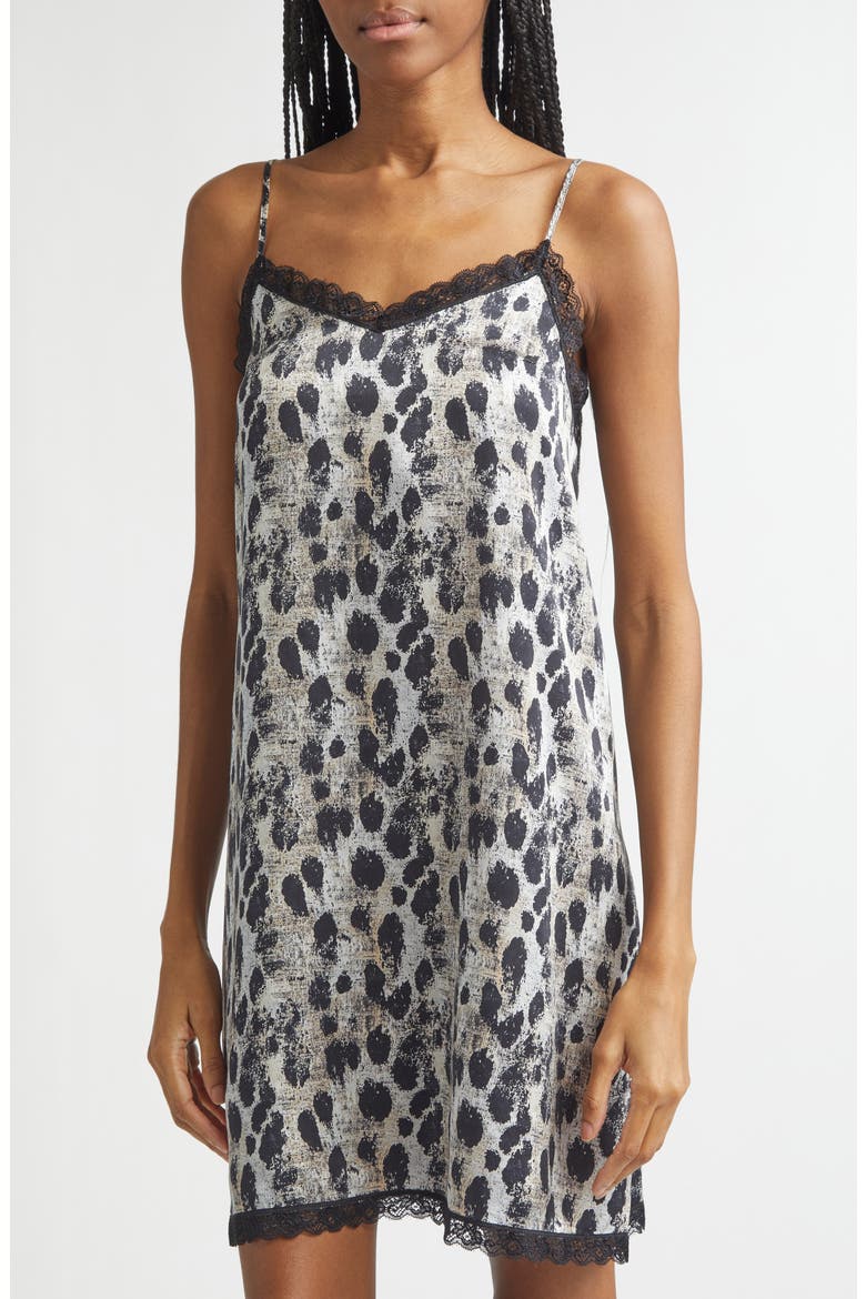 Lace Trim Leopard Print Silk Slipdress, Alternate, color, BLACK SILVER LEOPARD