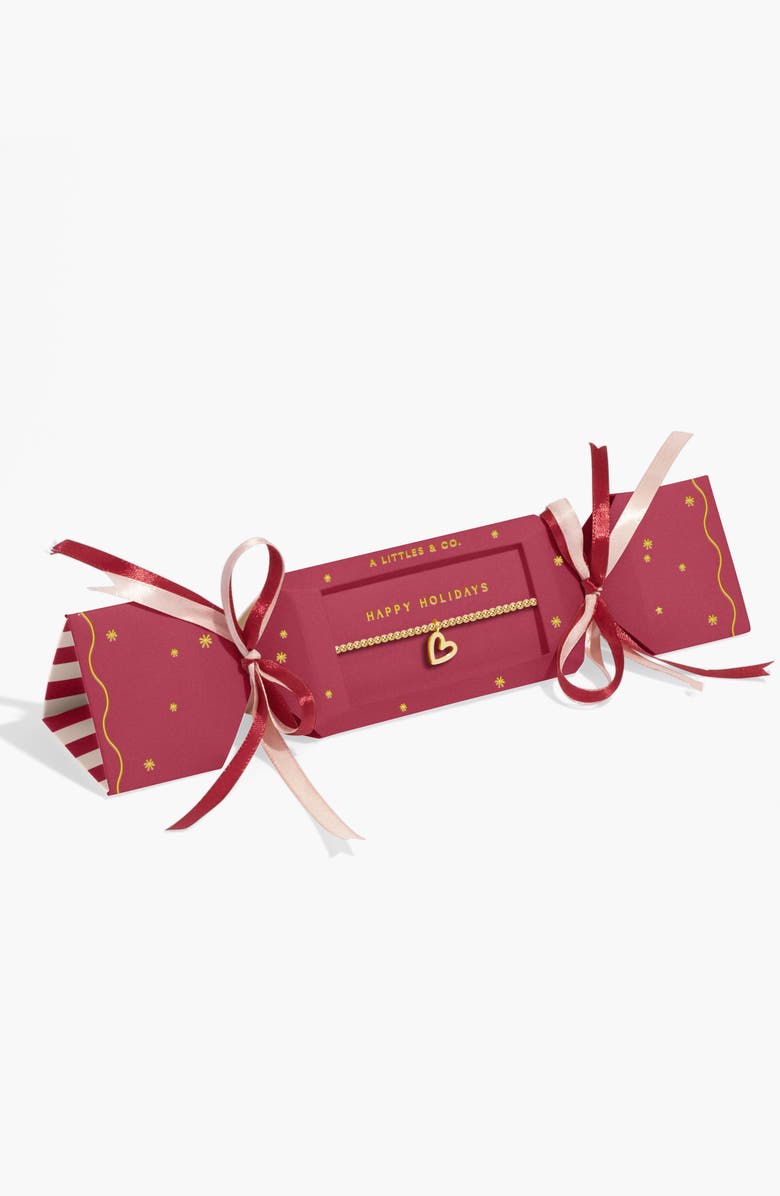 A Littles & Co Christmas Gift Box 'Happy Holidays' Bracelet in Gold-Tone Plating, Alternate, color, Metallic Gold
