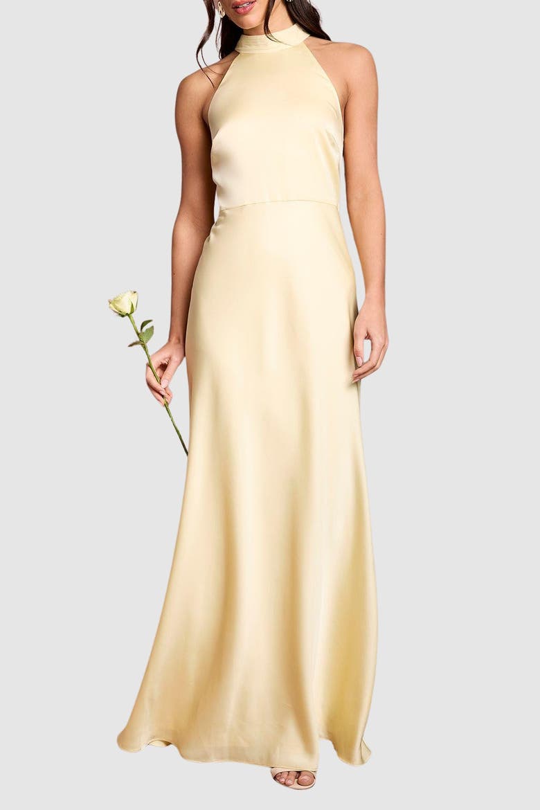 Halter Neck Maxi Dress, Alternate, color, Lemon