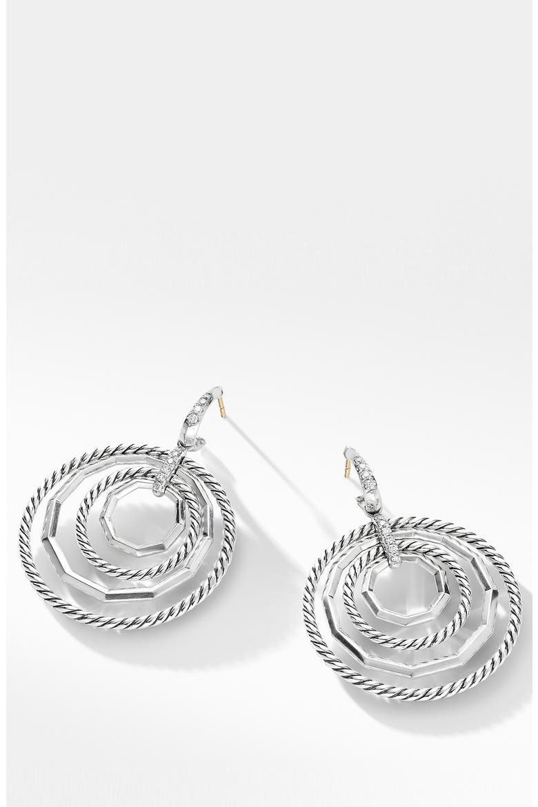 Stax Large Drop Earrings with Diamonds, Alternate, color, SILVER/ DIAMOND